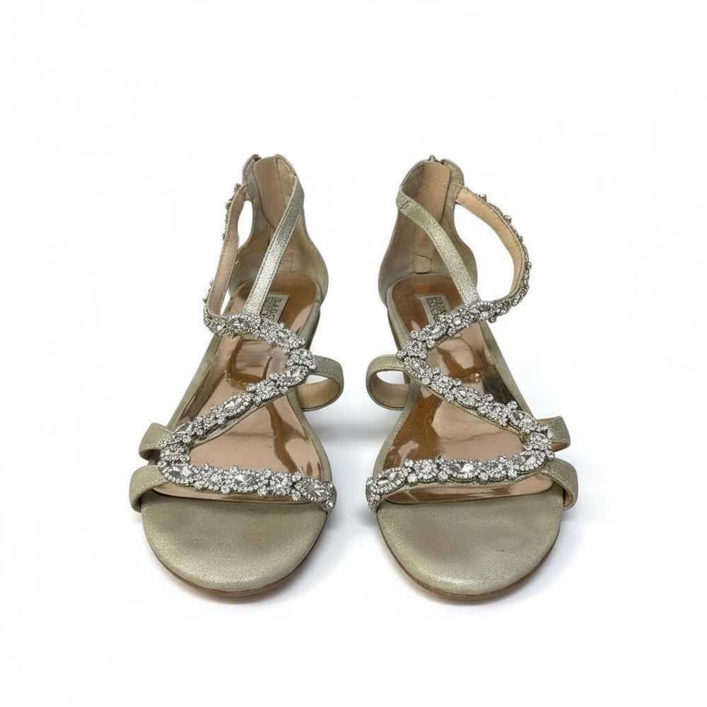 ✨ Badgley Mischka Rhinestone Champagne Heels | Size 7M Bridal Evening Sandals 👠